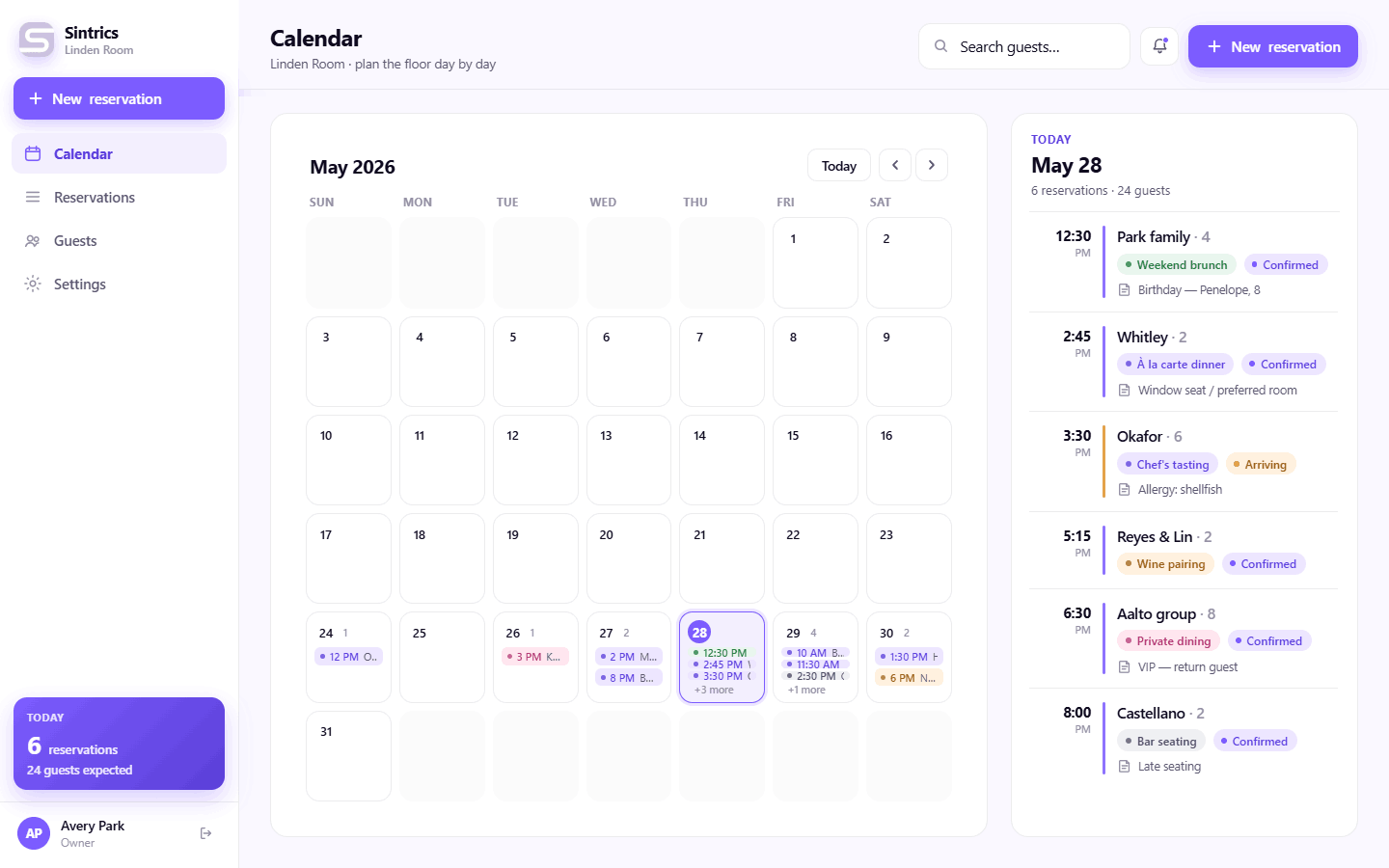 Calendar view